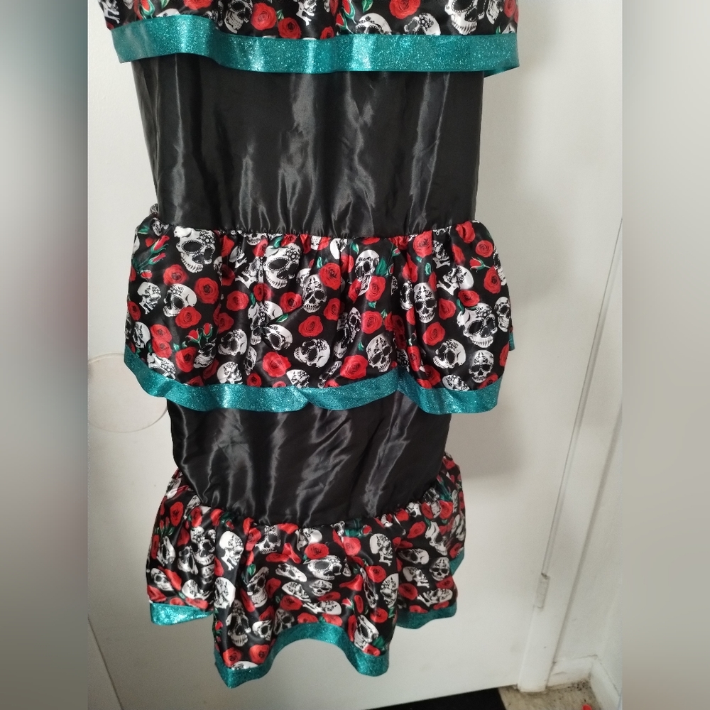 Day of the Dead/Coco Dress Costume With Headband Kids Size L 10-12 - Picture 8 of 9